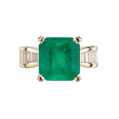 Peter Suchy GIA Certified 4.52 Carat Emerald Diamond Yellow Gold Engagement Ring
