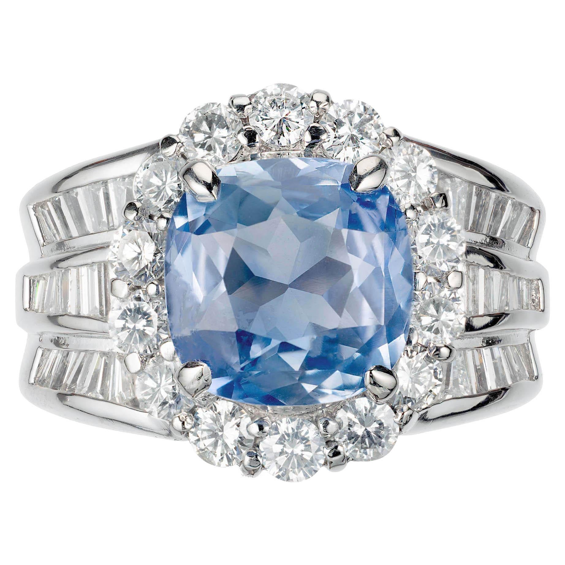 Peter Suchy GIA Certified 4.77 Carat Sapphire Diamond Platinum Engagement Ring
