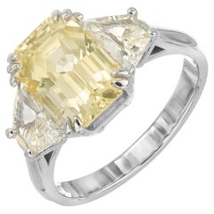 Peter Suchy GIA Certified 4.80 carats Sapphire Diamond Platinum Three Stone Ring