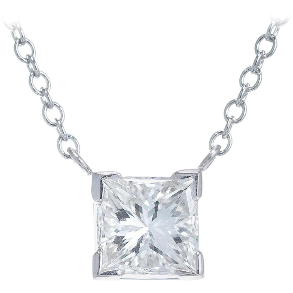 Peter Suchy GIA Certified .50 Carat Diamond White Gold Pendant Necklace