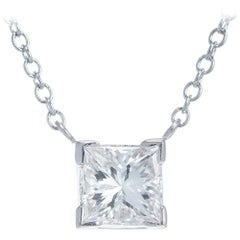 Peter Suchy GIA Certified .50 Carat Diamond White Gold Pendant Necklace