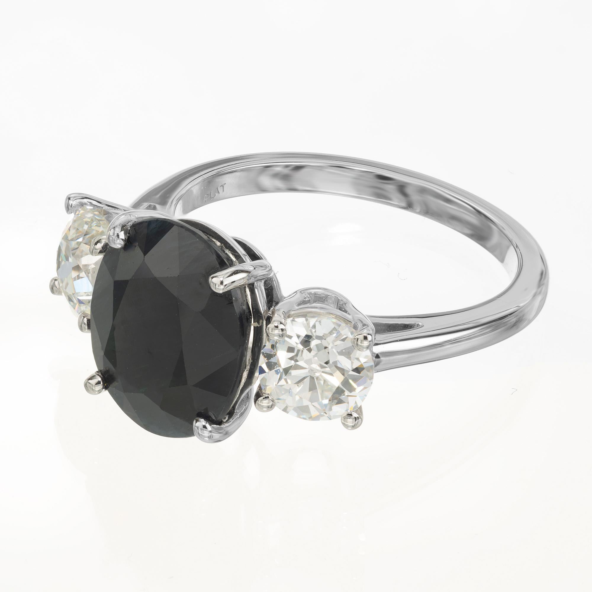 Oval Cut Peter Suchy GIA Certified 5.00 Carat Sapphire Diamond Platinum Engagement Ring For Sale