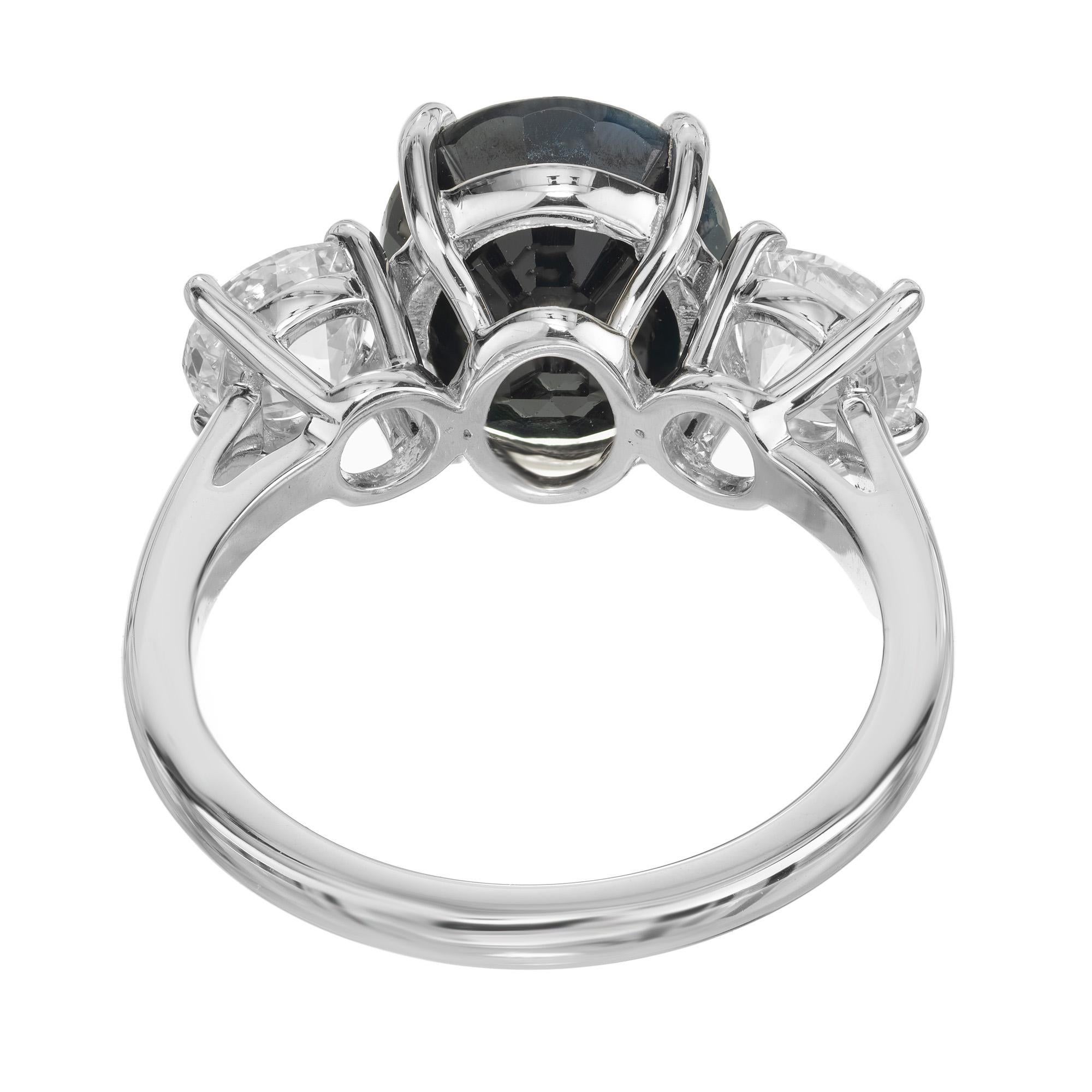 Peter Suchy GIA Certified 5.00 Carat Sapphire Diamond Platinum Engagement Ring For Sale 1