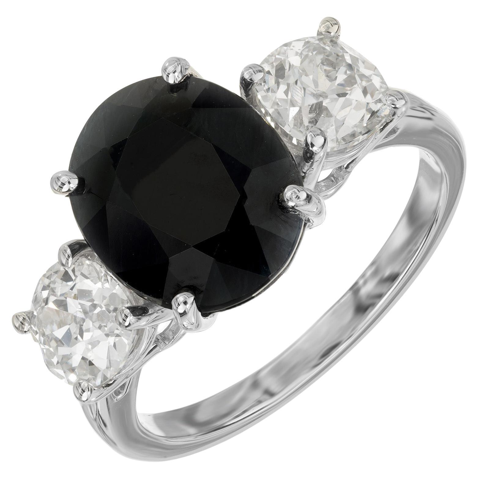 Peter Suchy GIA Certified 5.00 Carat Sapphire Diamond Platinum Engagement Ring For Sale