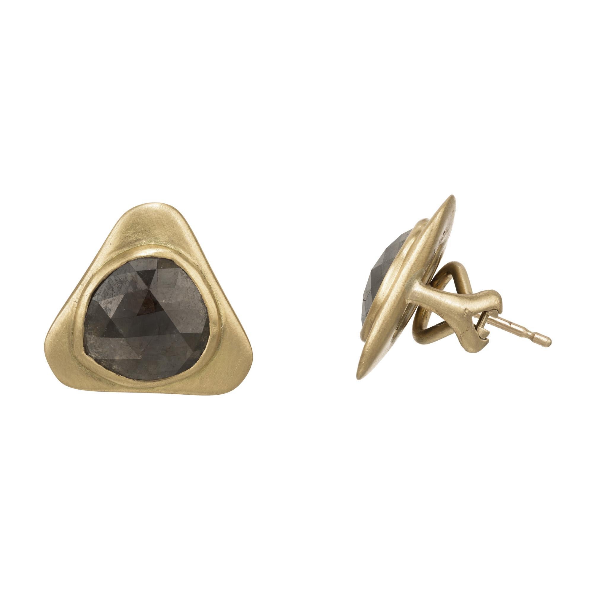 Pear Cut Peter Suchy GIA Certified 5.00 Carats Rose Cut Diamond Yellow Gold Earrings For Sale