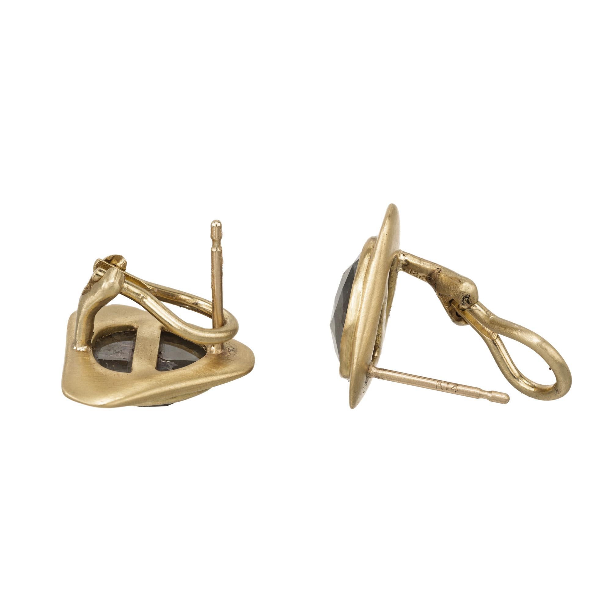 Women's Peter Suchy GIA Certified 5.00 Carats Rose Cut Diamond Yellow Gold Earrings For Sale