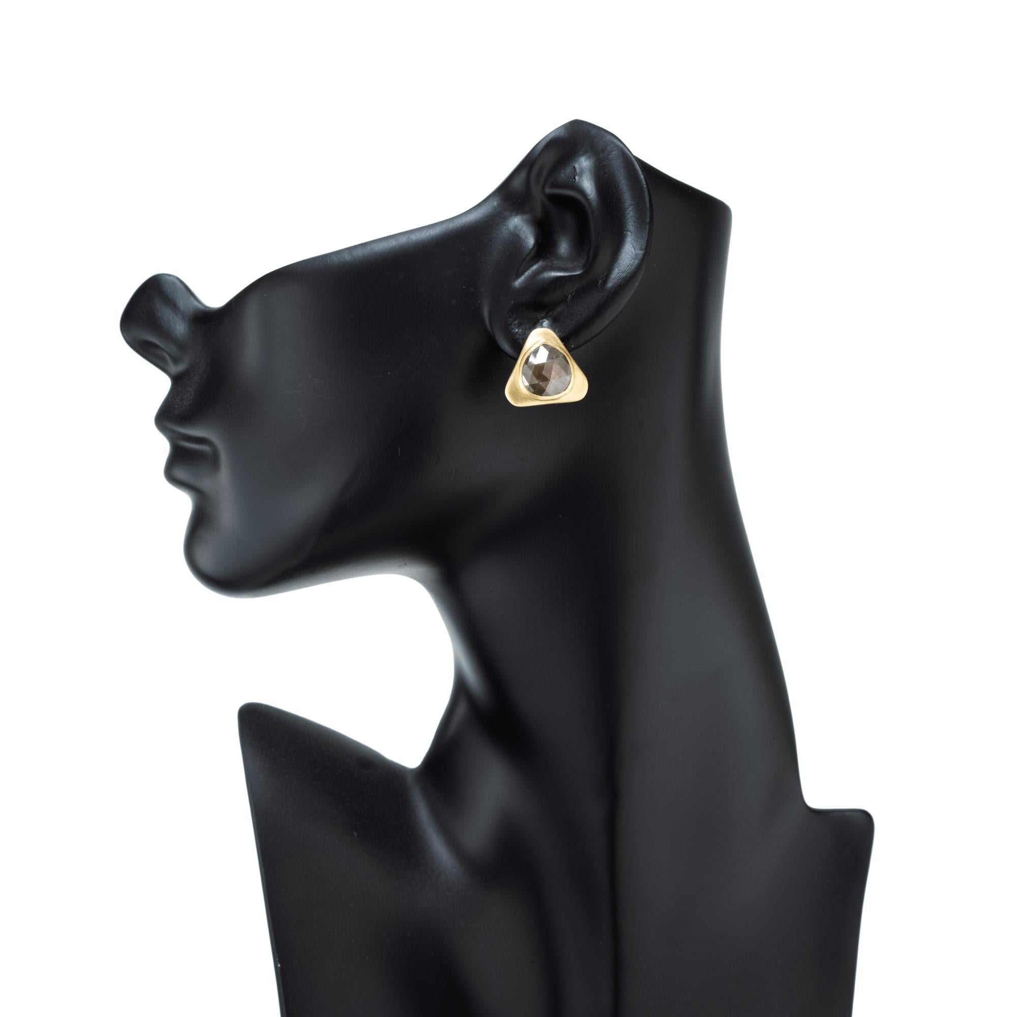 Peter Suchy GIA Certified 5.00 Carats Rose Cut Diamond Yellow Gold Earrings For Sale 2