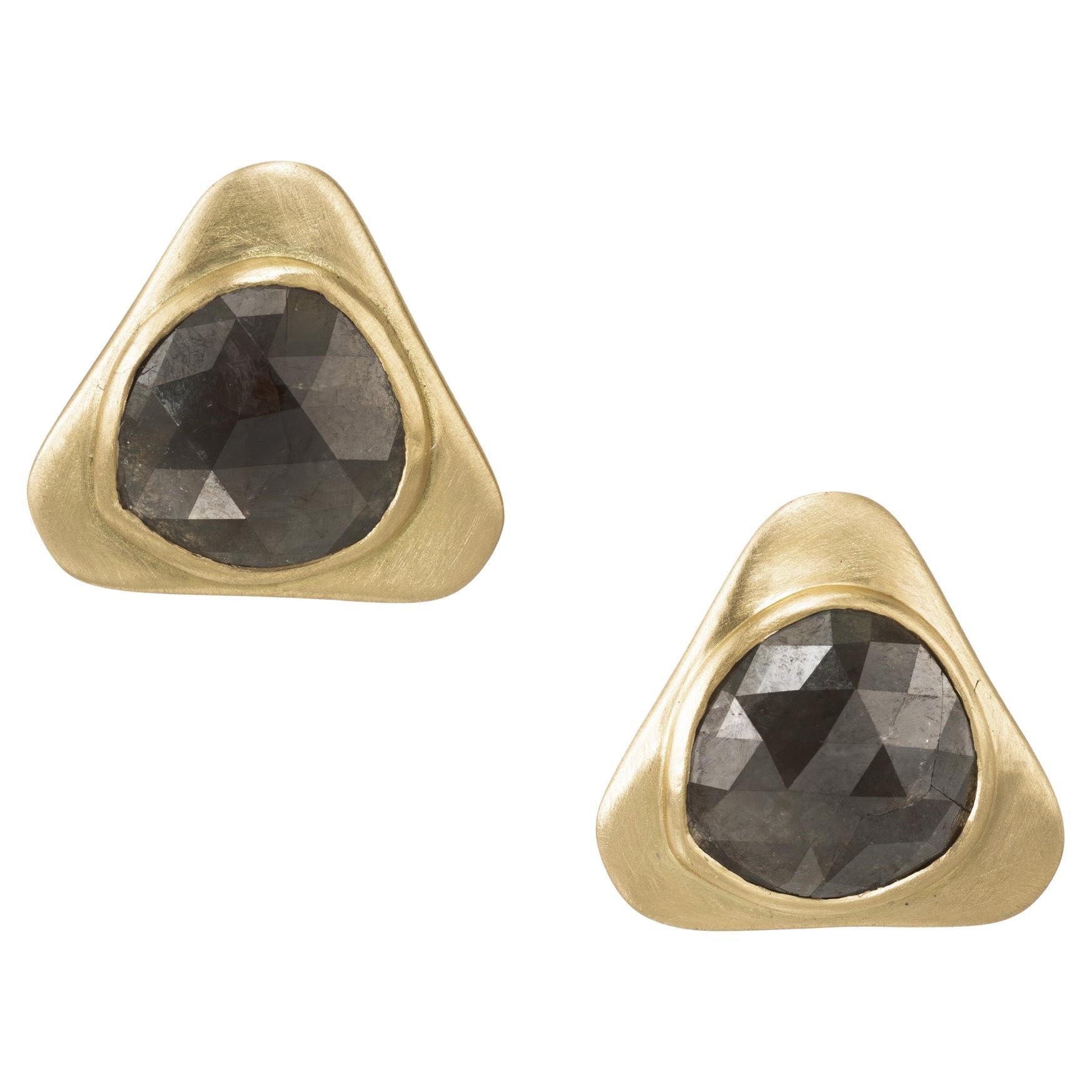 Boucles d'oreilles Peter Suchy en or jaune avec diamants taille rose certifiés GIA de 5,00 carats
