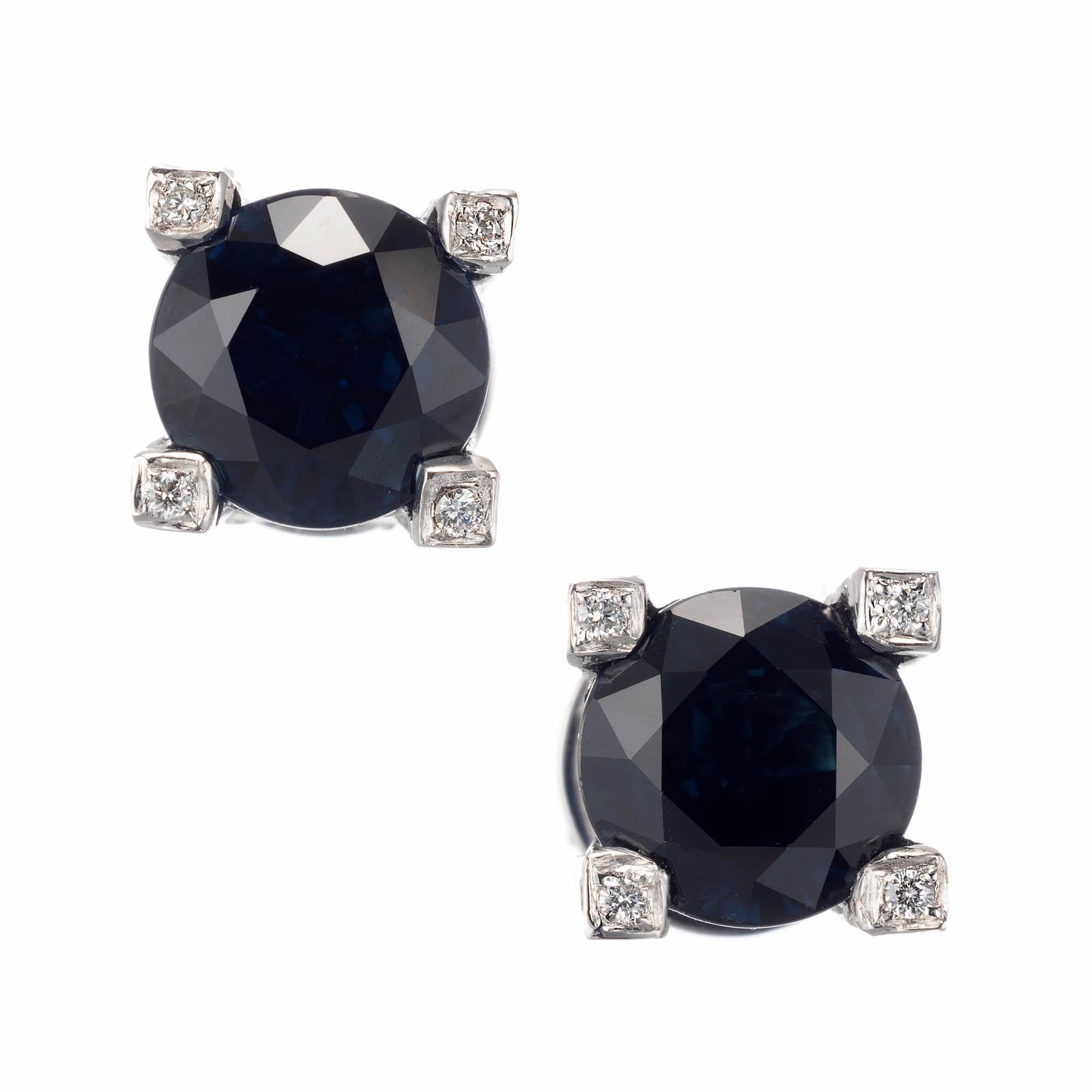 Peter Suchy GIA Certified 5.02 Carat Sapphire Diamond Stud Earrings For Sale
