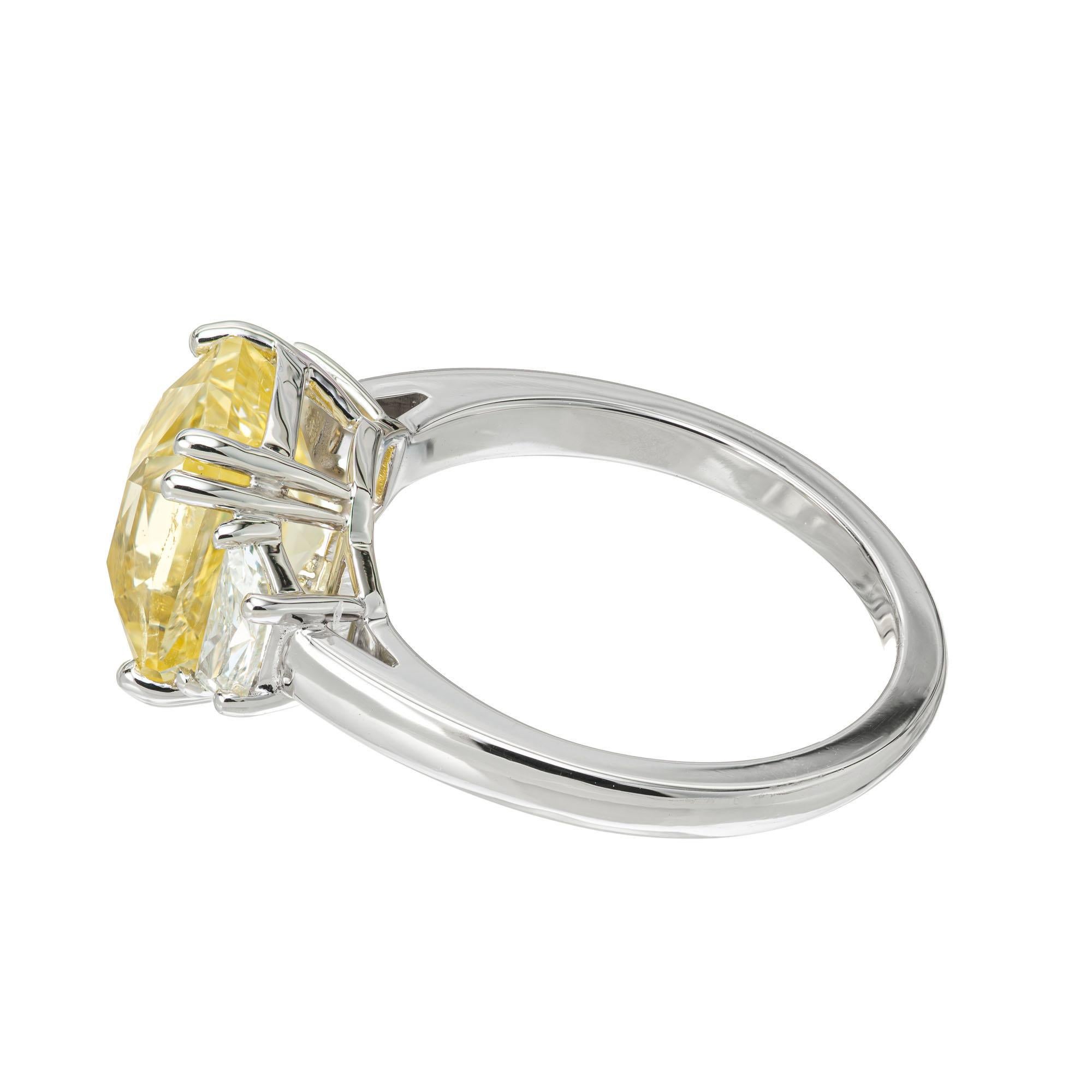 Women's Peter Suchy GIA 5.03 Carat Sapphire Diamond Three-Stone Platinum Engagement Ring For Sale