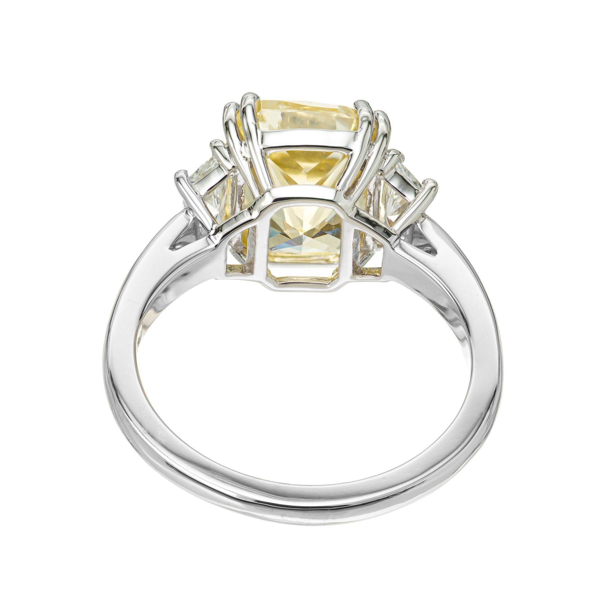 Peter Suchy GIA 5.03 Carat Sapphire Diamond Three-Stone Platinum Engagement Ring For Sale 1