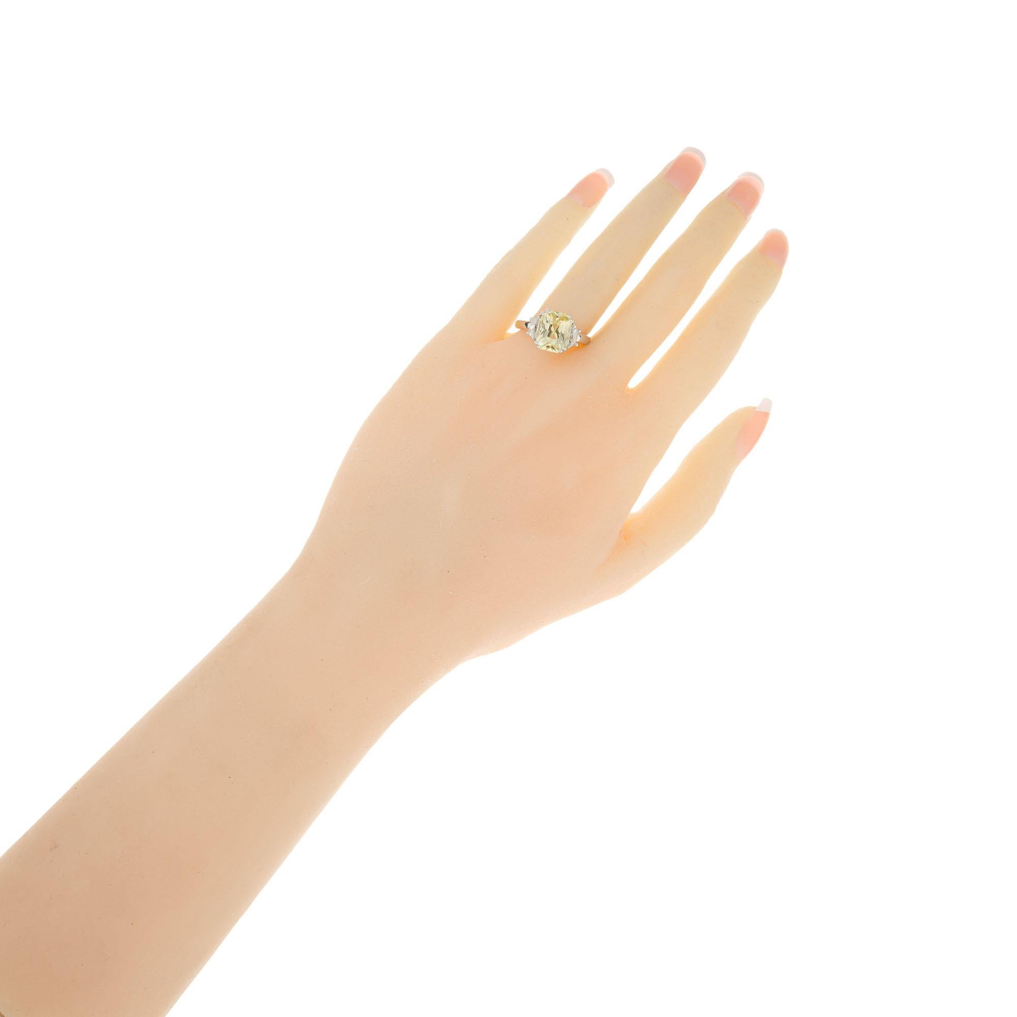 Peter Suchy GIA 5.03 Carat Sapphire Diamond Three-Stone Platinum Engagement Ring For Sale 2