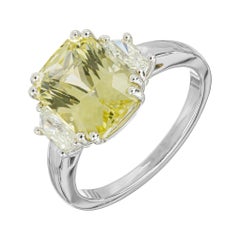 Peter Suchy GIA 5.03 Carat Sapphire Diamond Three-Stone Platinum Engagement Ring