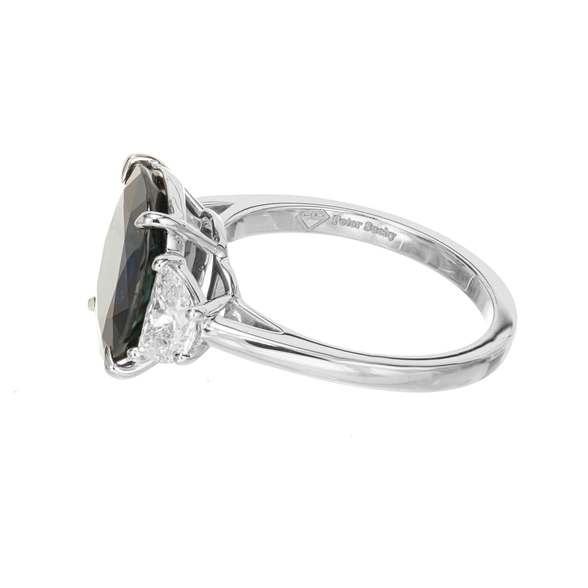 Women's Peter Suchy GIA Certified 5.09 Carat Sapphire Diamond Platinum Ring