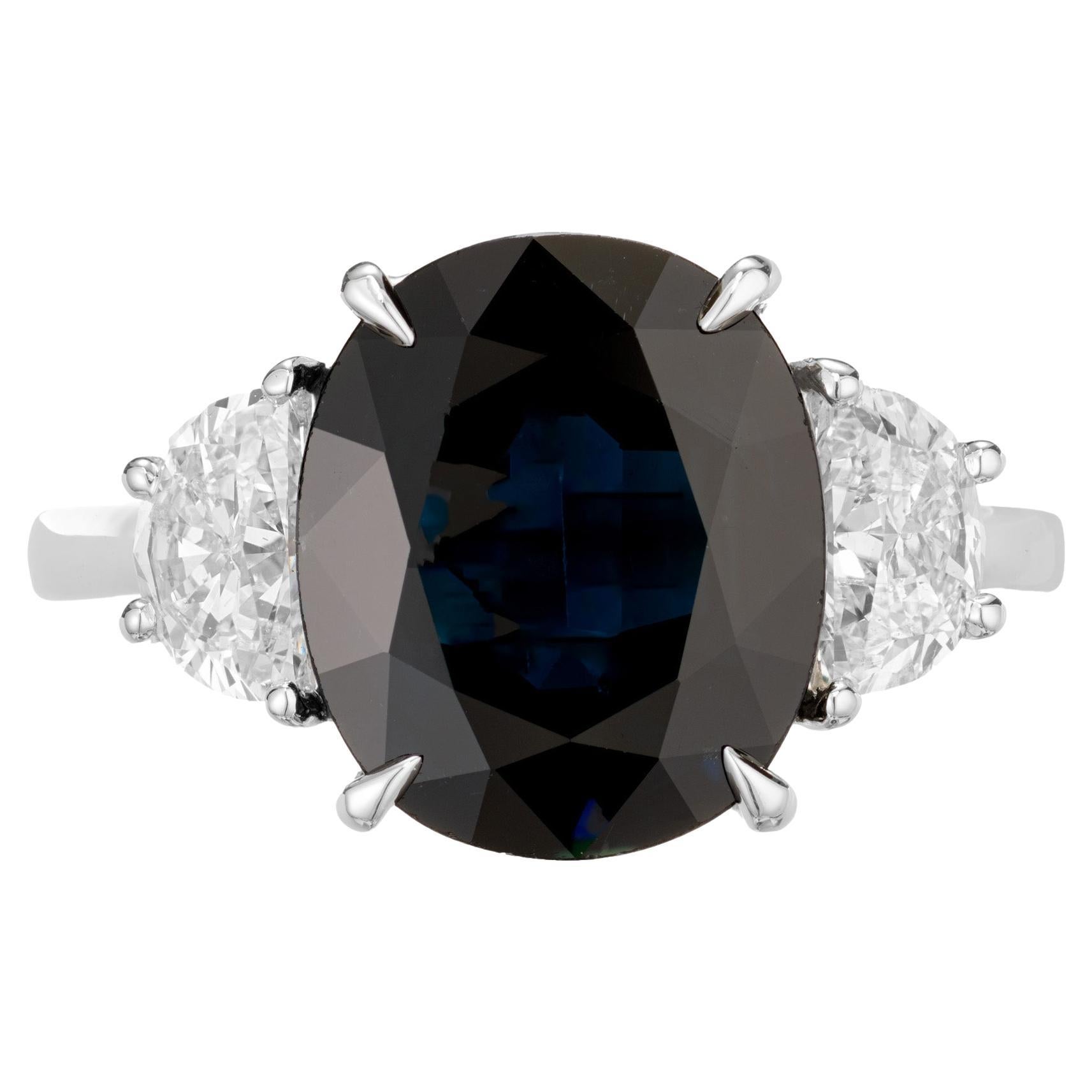 Peter Suchy GIA Certified 5.09 Carat Sapphire Diamond Platinum Ring