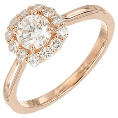 Peter Suchy Anello di fidanzamento in oro rosa con diamante aureolato certificato GIA da 51 carati