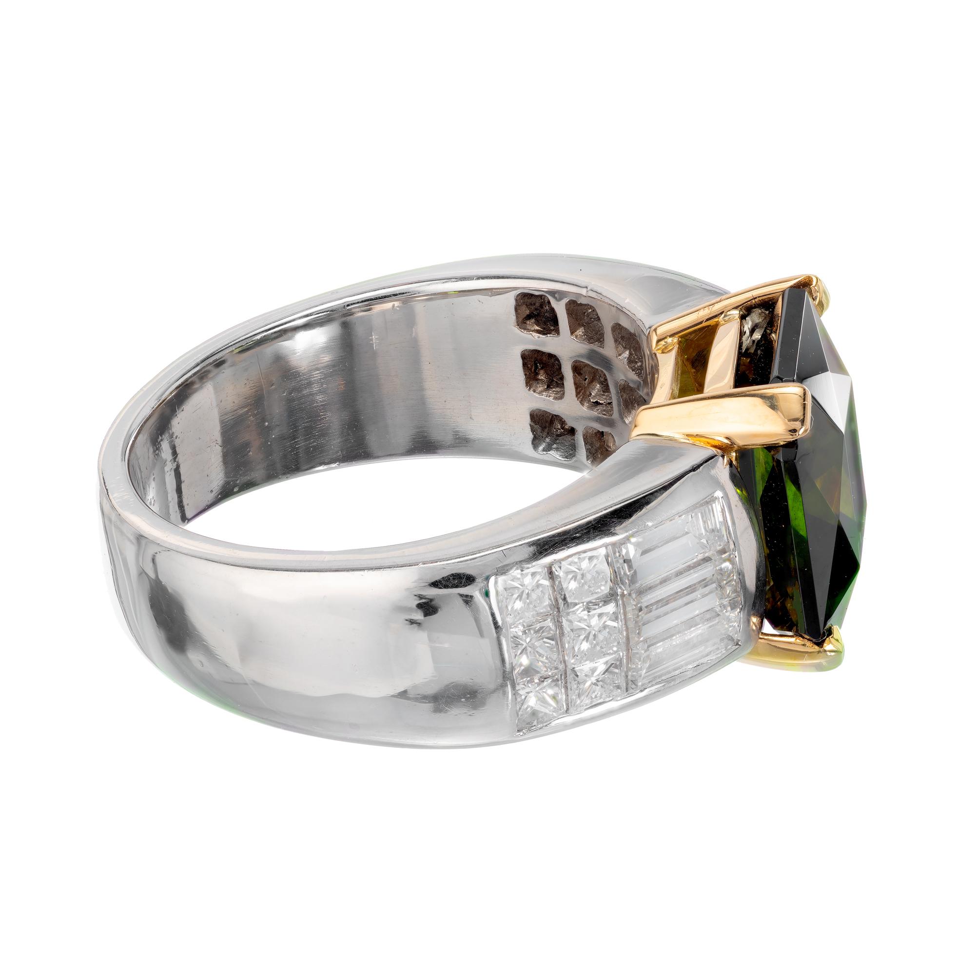 Women's Peter Suchy GIA Certified 5.19 Carat Zircon Diamond Platinum Gold Ring For Sale