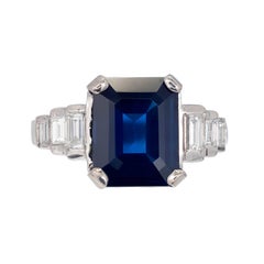 Peter Suchy GIA Certified 5.21 Carat Sapphire Diamond Platinum Engagement Ring