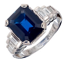 Peter Suchy GIA Certified 5.21 Carat Sapphire Diamond Platinum Engagement Ring