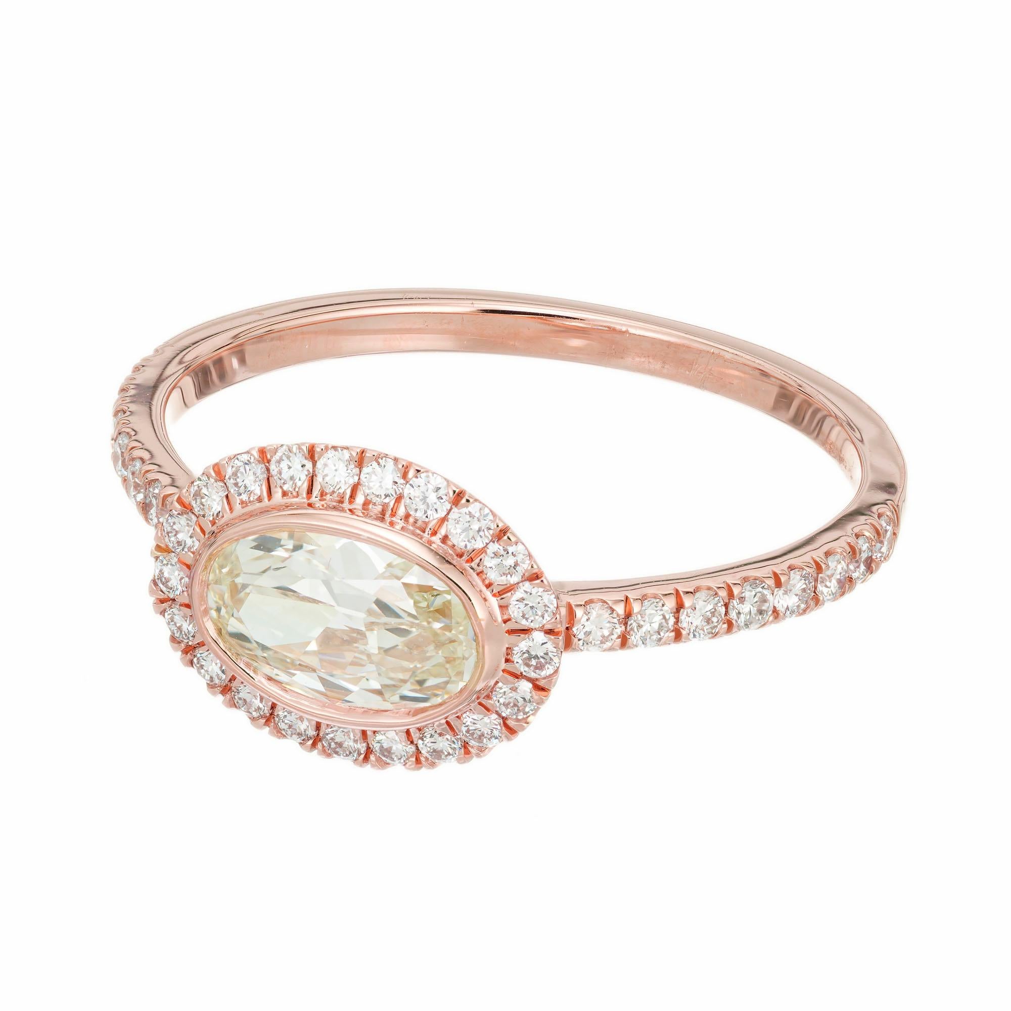 Bague de fiançailles de Peter Suchy en or rose avec halo de diamants de 0,33 carat certifiée par le GIA Neuf - En vente à Stamford, CT
