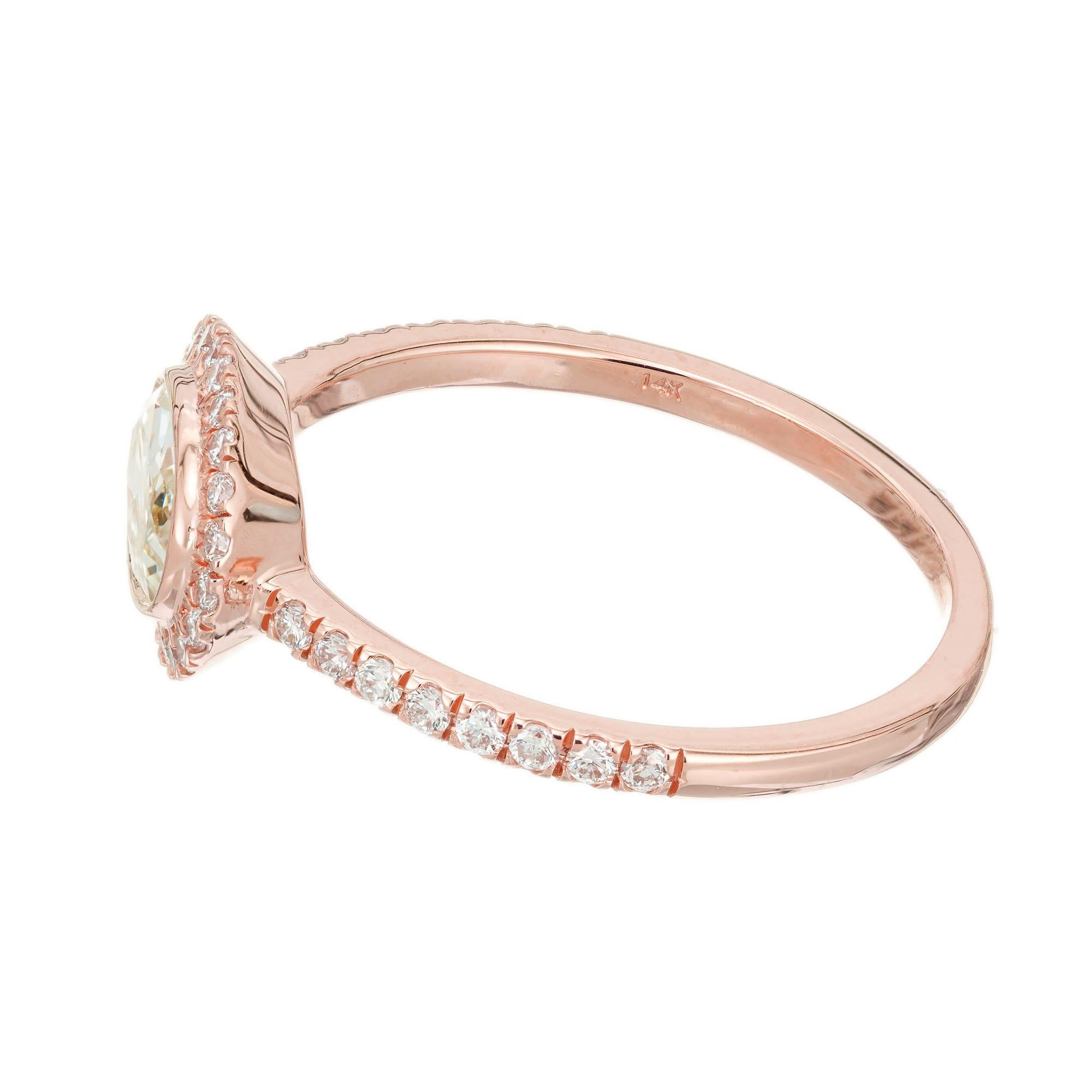 Verlobungsring aus Roségold mit GIA-zertifiziertem 0,33 Karat Diamant-Halo von Suchy Damen im Angebot