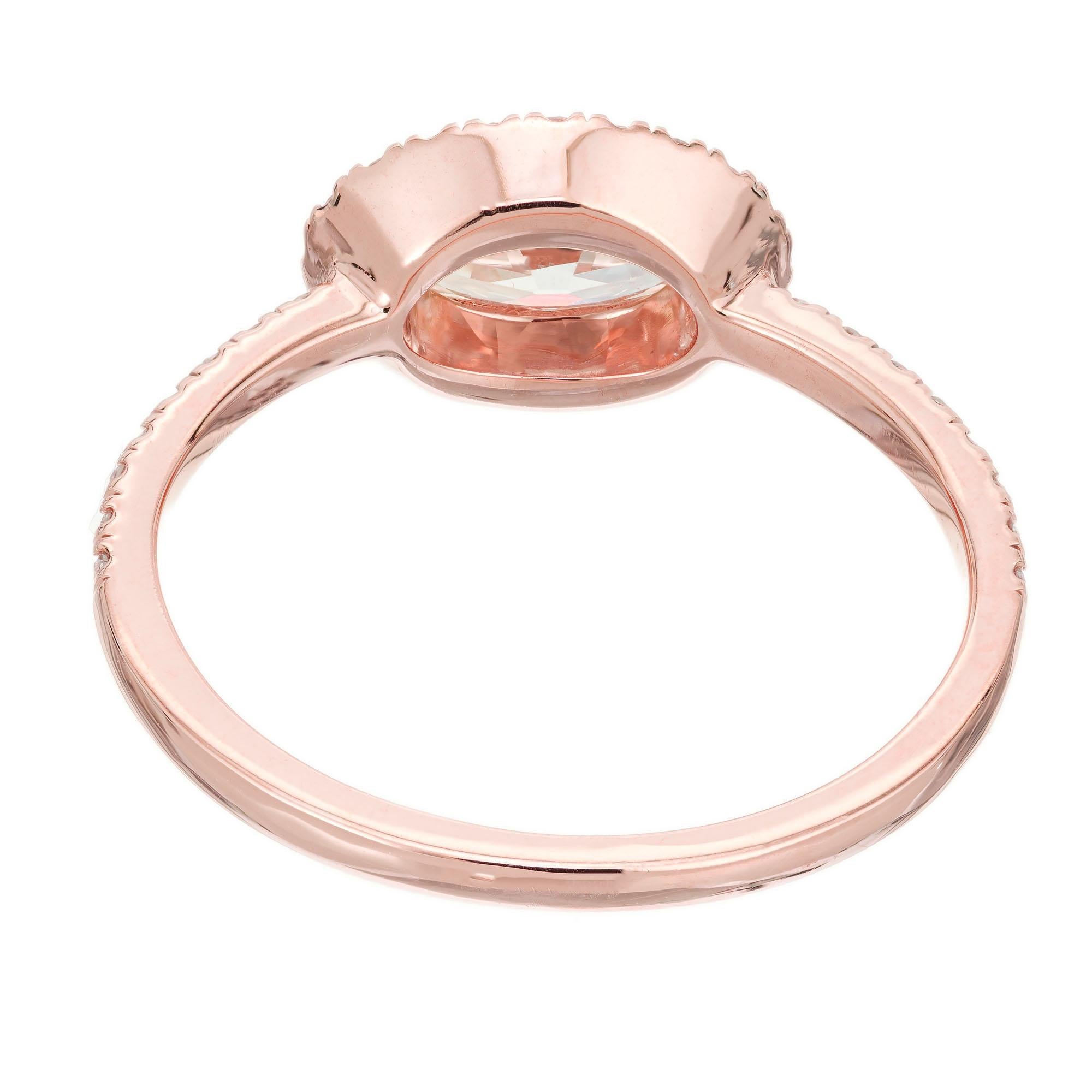 Oval Cut Peter Suchy GIA Certified .53 Carat Diamond Halo Rose Gold Engagement Ring For Sale