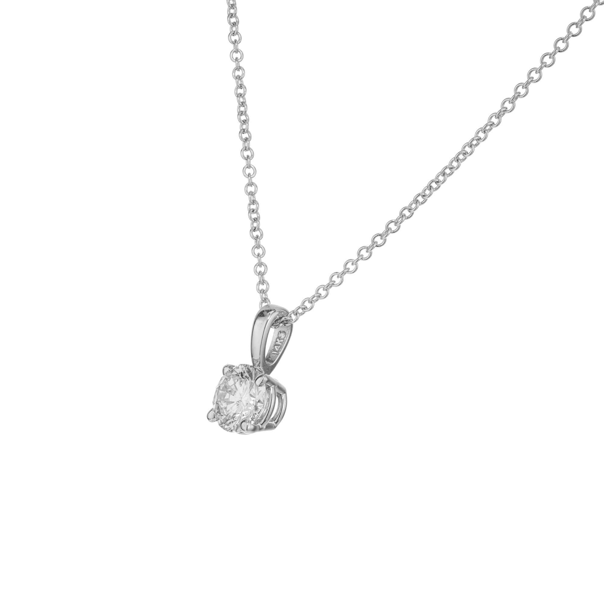 Round Cut Peter Suchy GIA Certified .54 Carat Diamond White Gold Pendant Necklace For Sale