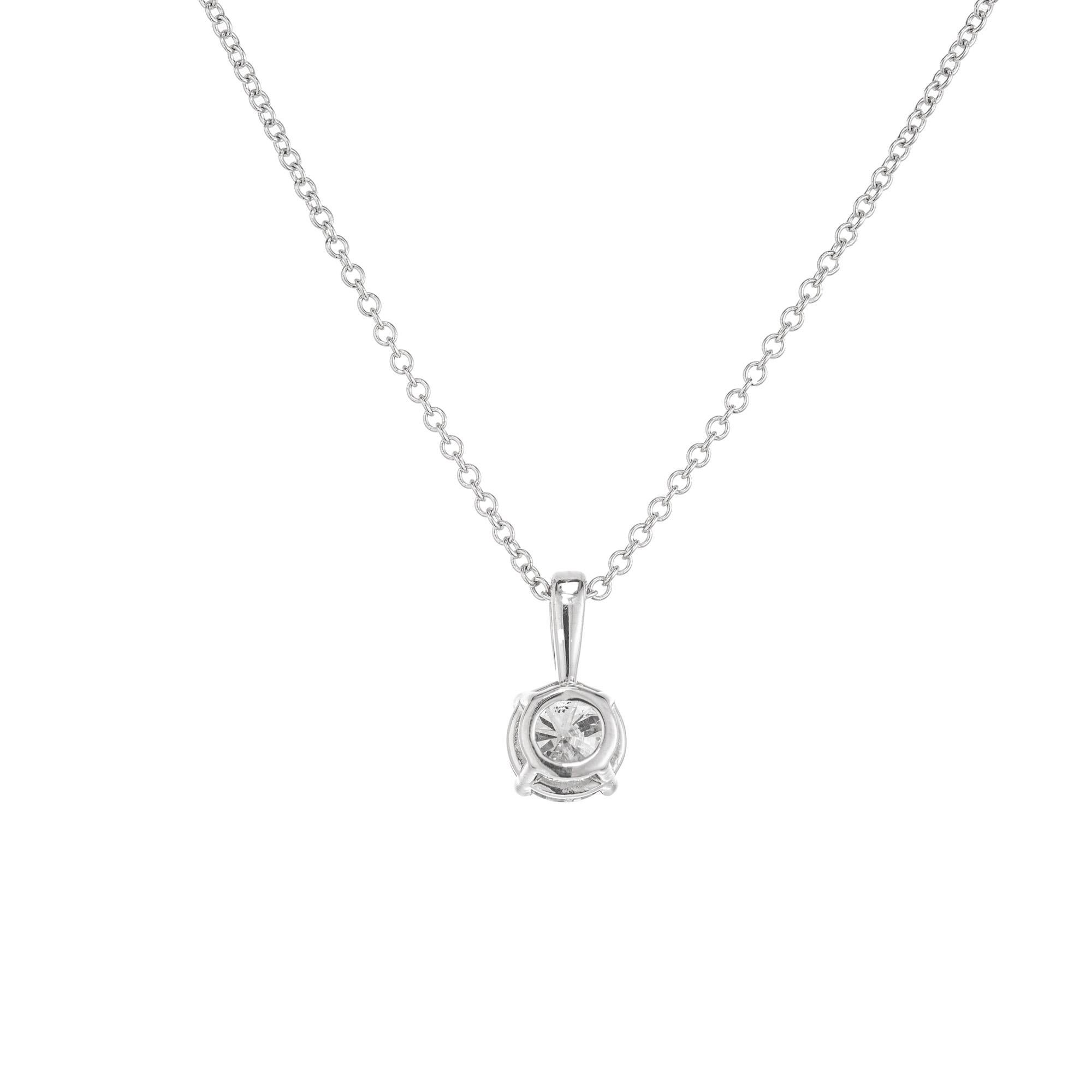 Women's Peter Suchy GIA Certified .54 Carat Diamond White Gold Pendant Necklace For Sale