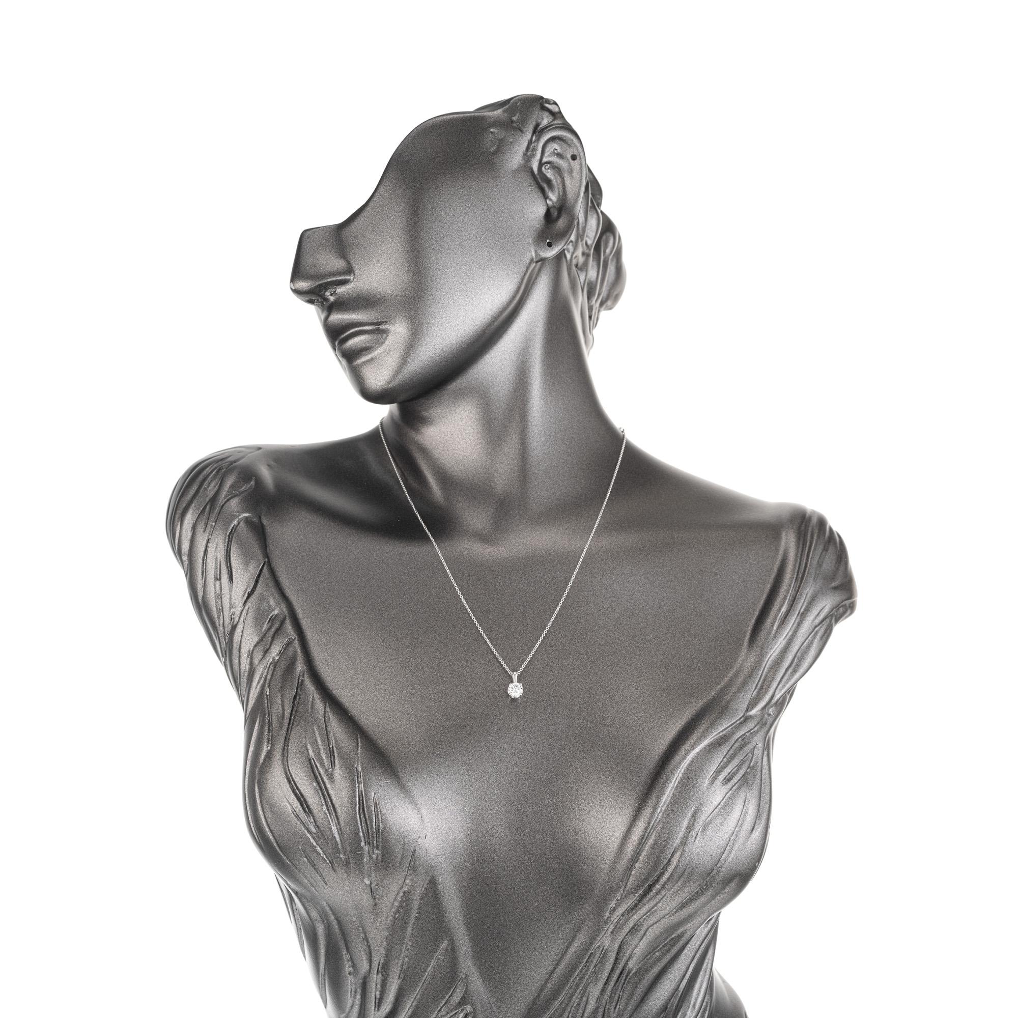 Peter Suchy GIA Certified .54 Carat Diamond White Gold Pendant Necklace For Sale 2