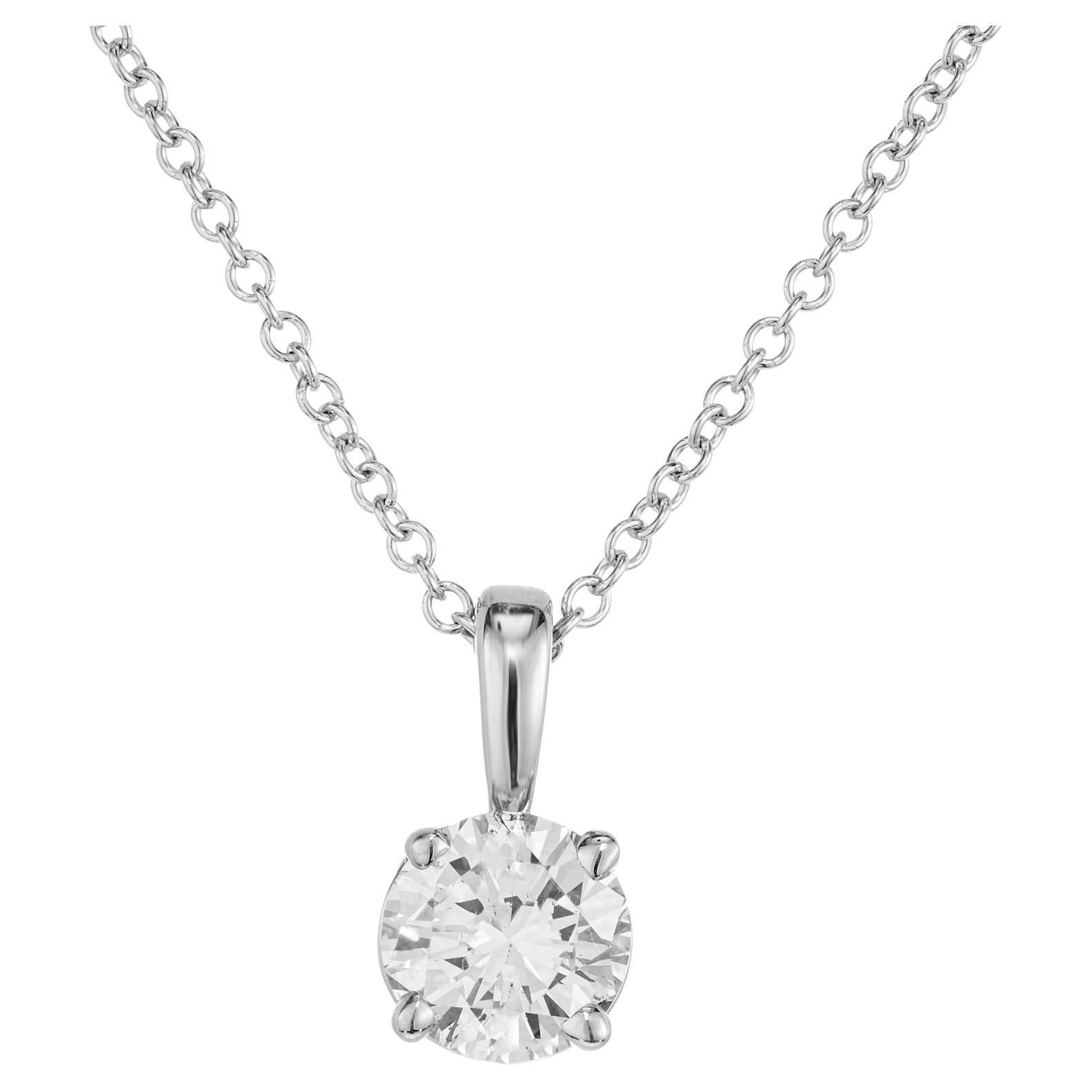 Peter Suchy GIA Certified .54 Carat Diamond White Gold Pendant Necklace For Sale