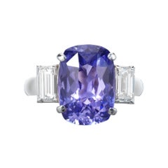 Peter Suchy GIA Certified 5.44 Carat Violet Sapphire Diamond Engagement Ring