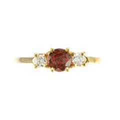 Peter Suchy GIA Certified .55 Carat Round Ruby Diamond Gold Three-Stone Ring
