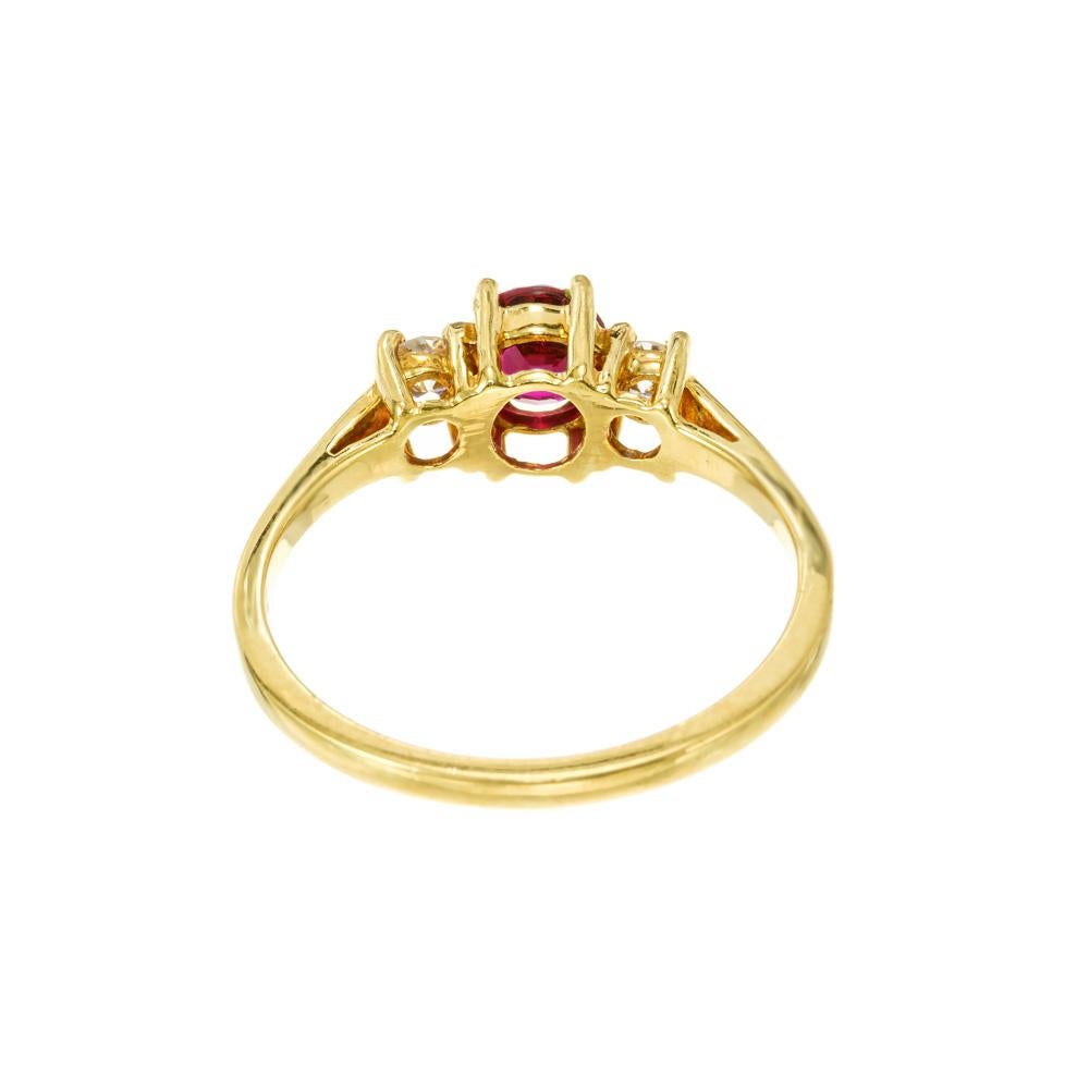 Peter Suchy GIA Certified .55 Carat Round Ruby Diamond Gold Three-Stone Ring  For Sale 3