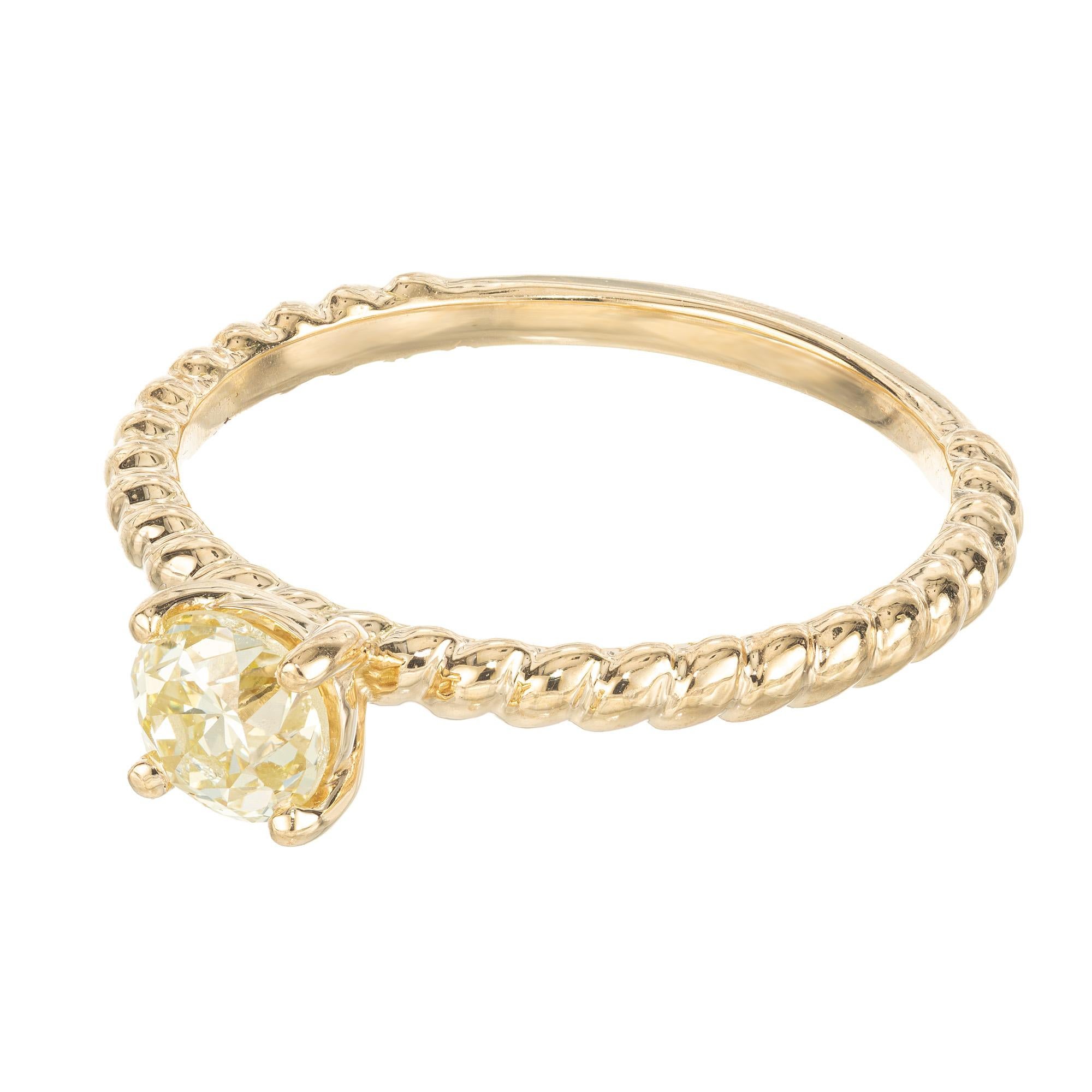 Round Cut Peter Suchy GIA Certified .56 Carat Round Diamond Yellow Gold Engagement Ring For Sale