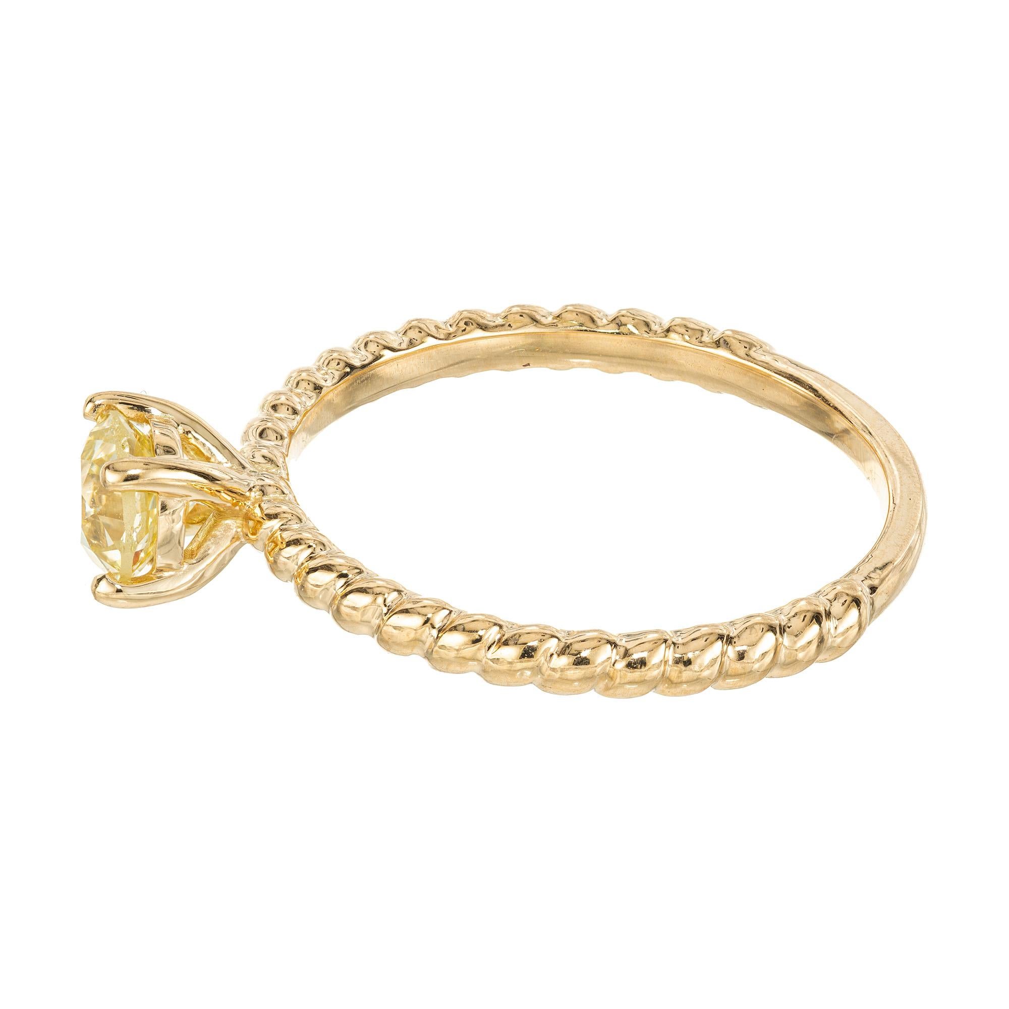 Peter Suchy Bague de fiançailles en or jaune certifiée GIA et ornée d'un diamant rond de 0,56 carat Pour femmes en vente
