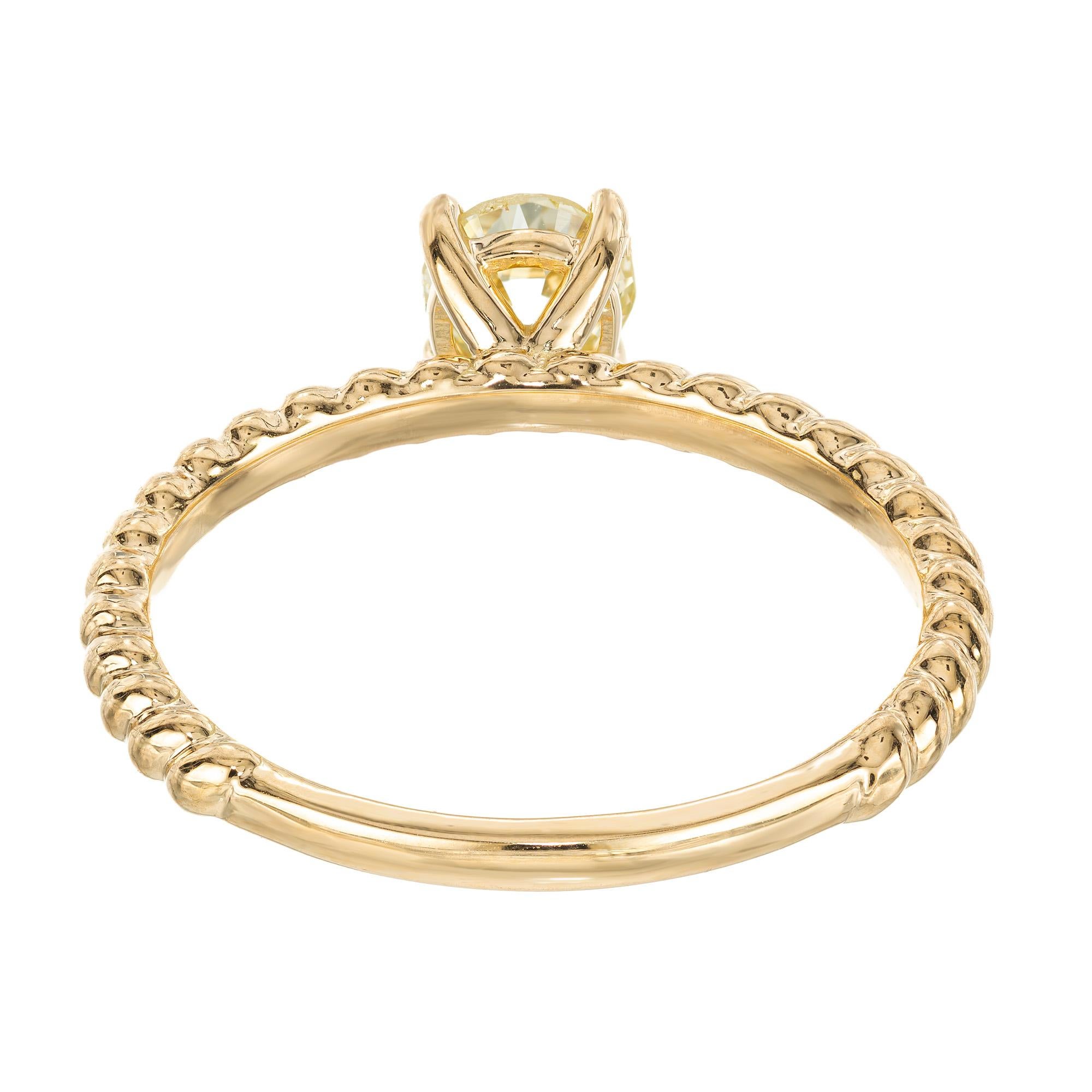 Peter Suchy Bague de fiançailles en or jaune certifiée GIA et ornée d'un diamant rond de 0,56 carat en vente 1
