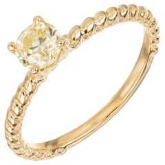 Peter Suchy GIA Certified .56 Carat Round Diamond Yellow Gold Engagement Ring