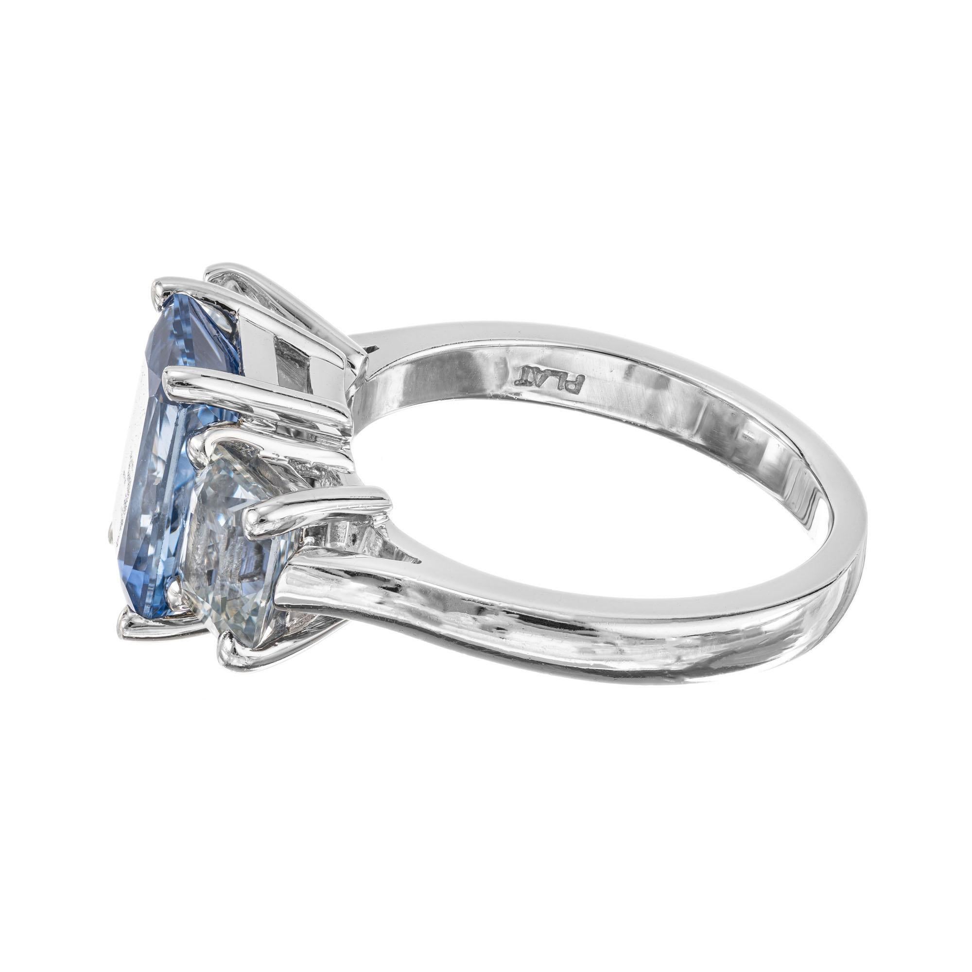 Peter Suchy, bague de fiançailles en platine avec saphir bleu de 5,73 carats certifié GIA en vente 2