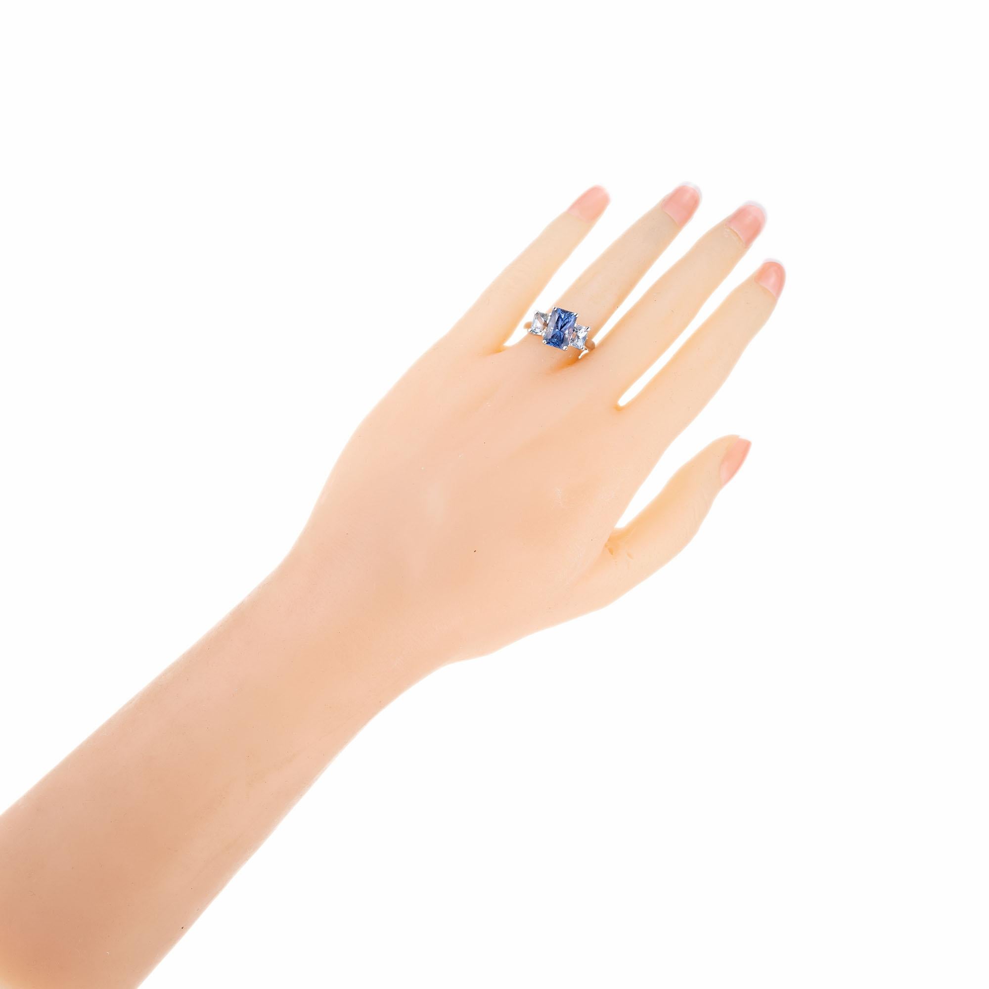 Peter Suchy, bague de fiançailles en platine avec saphir bleu de 5,73 carats certifié GIA en vente 5