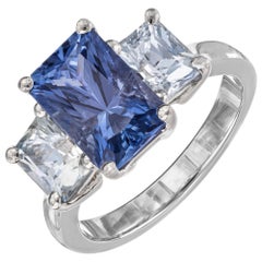Peter Suchy Anello di fidanzamento in platino con zaffiro blu certificato GIA da 5,73 carati
