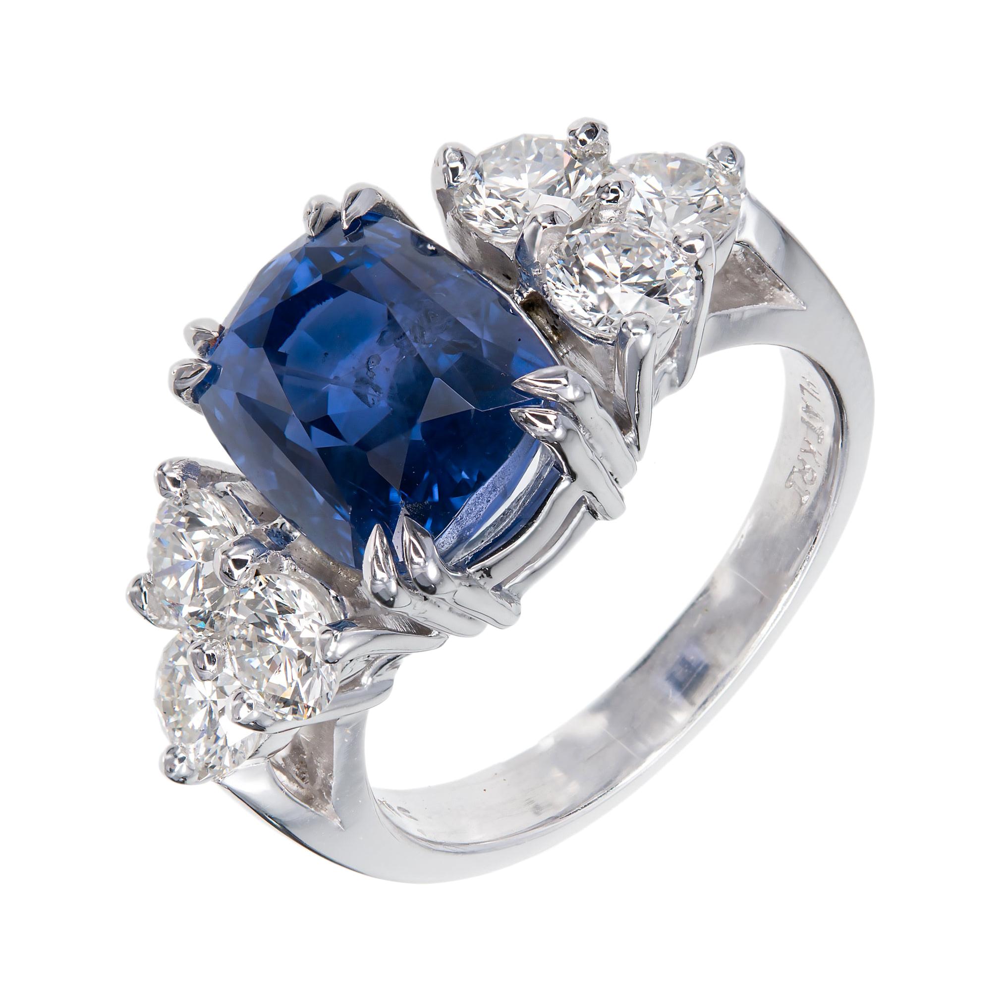 Peter Suchy GIA Certified 5.87 Carat Sapphire Diamond Platinum Engagement Ring