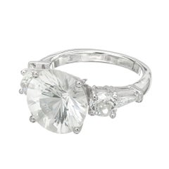 Peter Suchy GIA 6.56 Round White Sapphire Diamond Platinum Engagement Ring