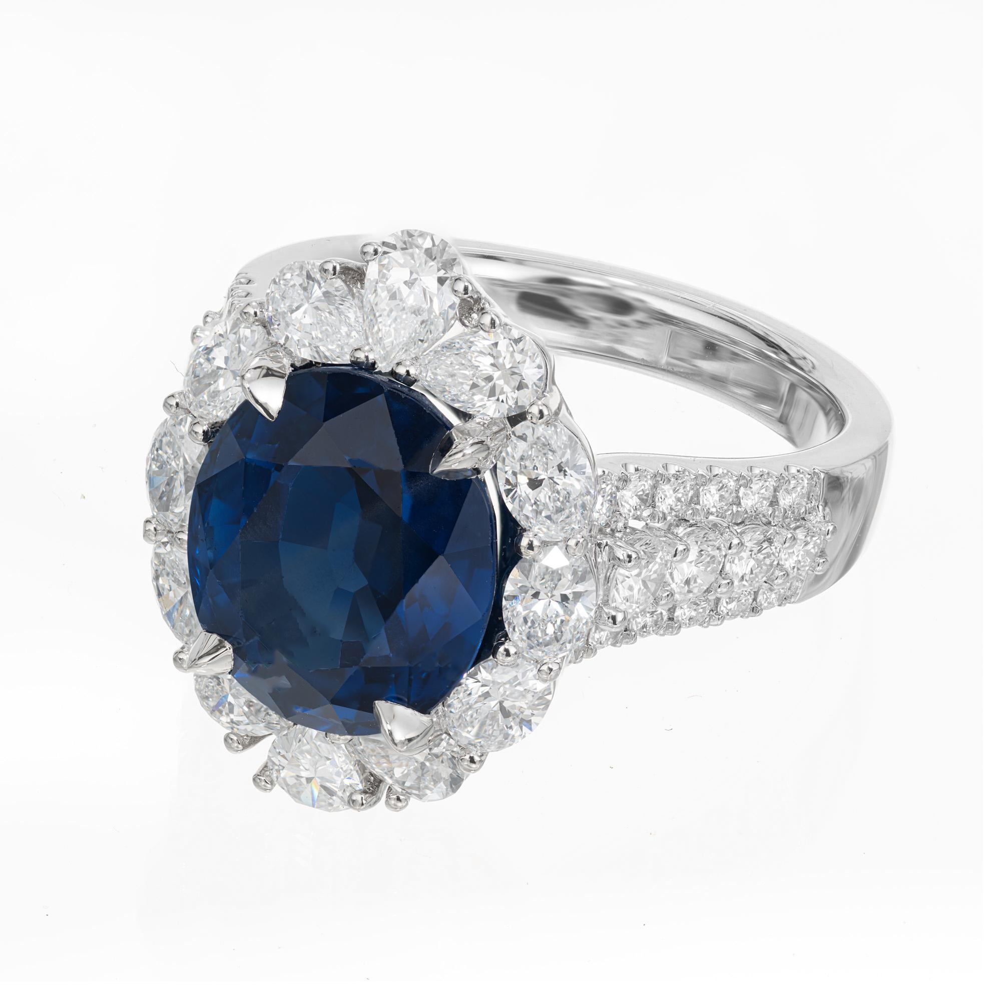 Bague de fiançailles en platine avec diamant saphir de 6.66 carats de Peter Suchy, certifiée par le GIA  Pour femmes en vente