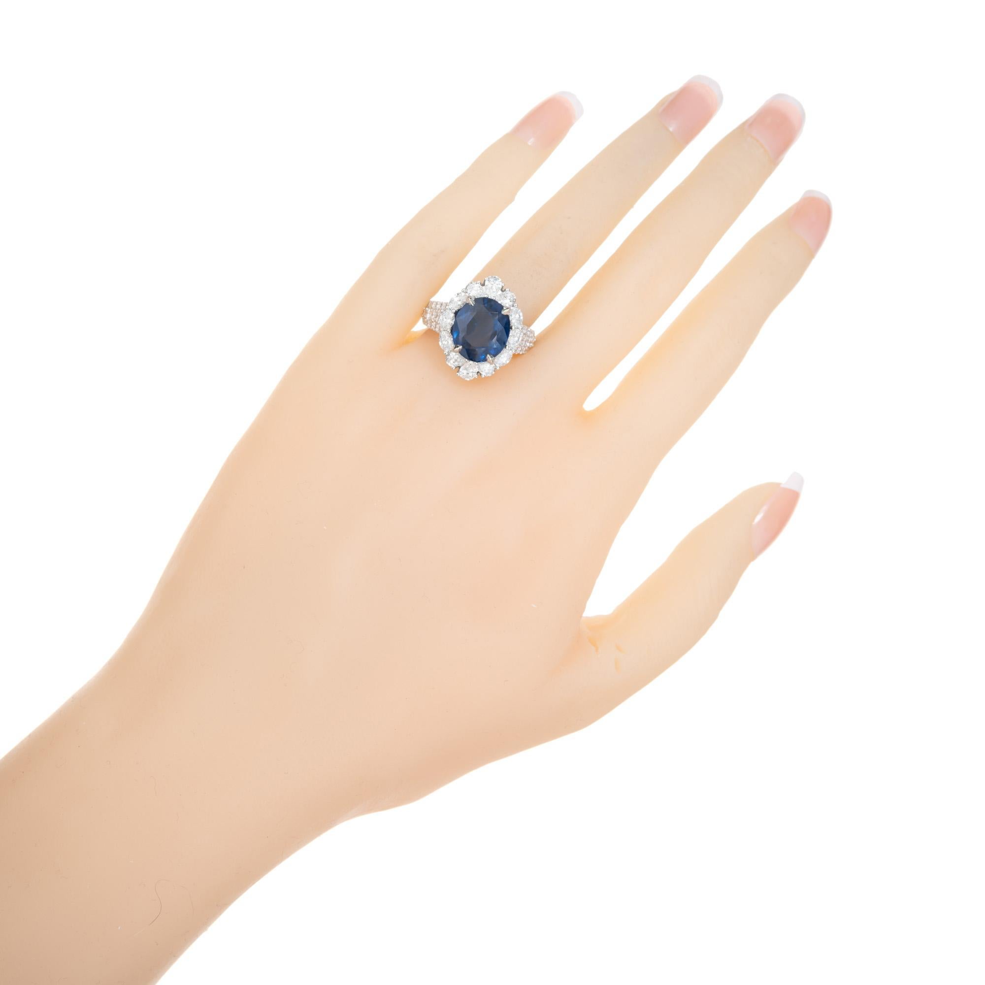 Bague de fiançailles en platine avec diamant saphir de 6.66 carats de Peter Suchy, certifiée par le GIA  en vente 3