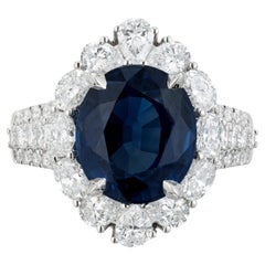 Peter Suchy GIA Certified 6.66 Carat Sapphire Diamond Platinum Engagement Ring 