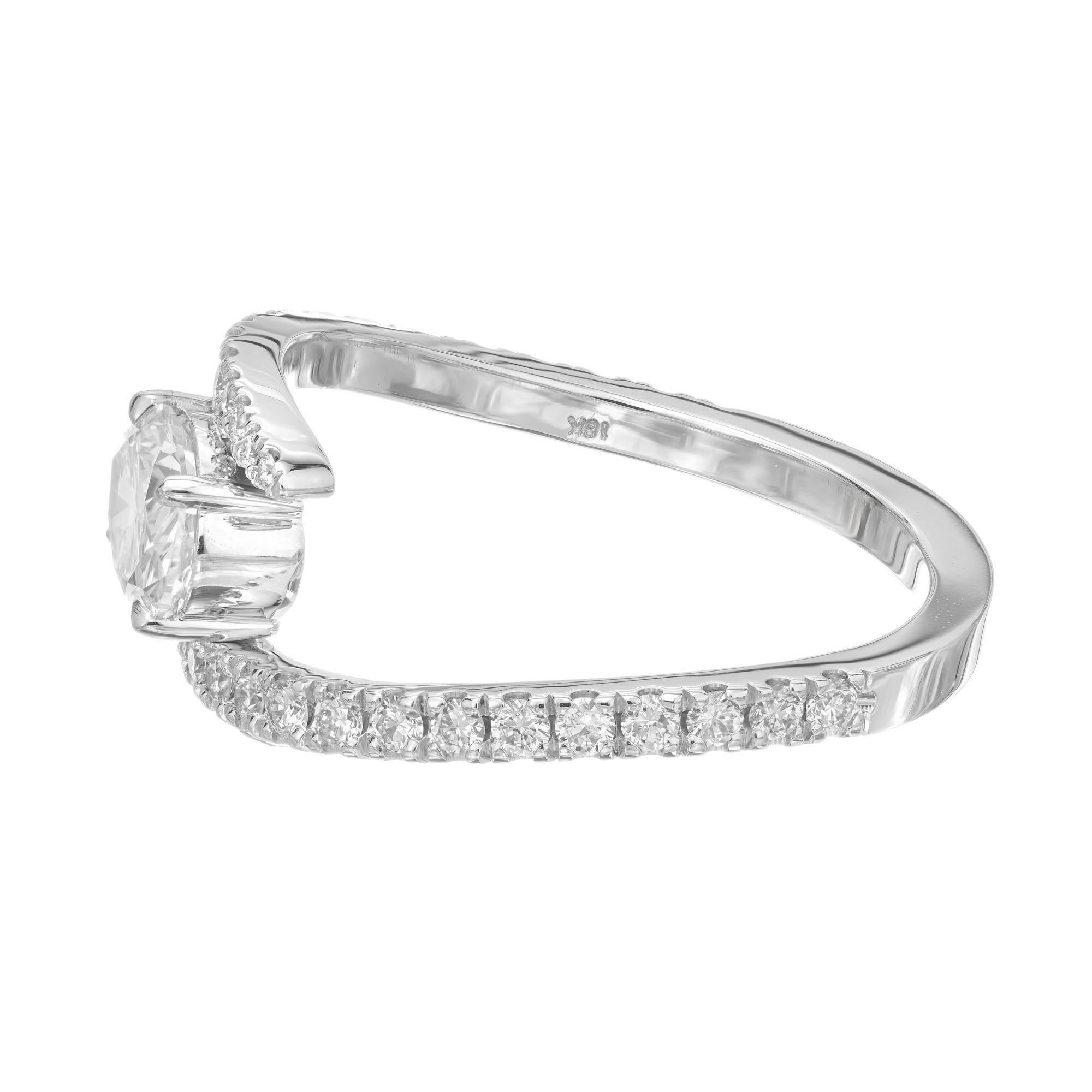 Peter Suchy Bague de fiançailles en or blanc avec diamant ovale de 0,67 carat certifié par le GIA Pour femmes en vente