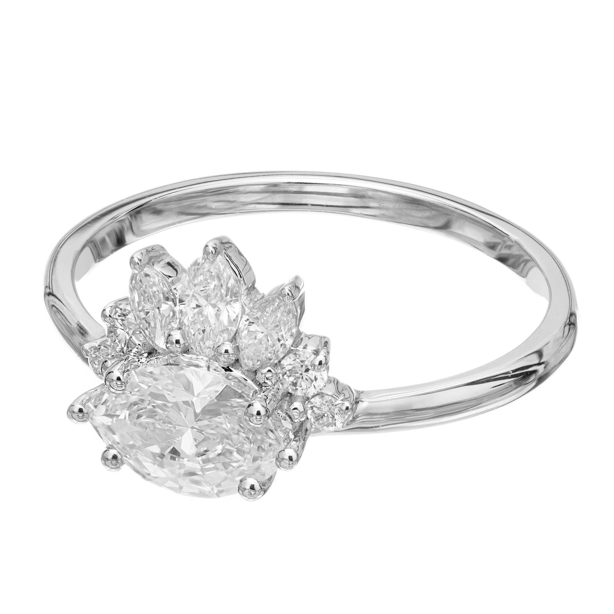 Taille Marquise Bague de fiançailles alternative en or avec diamant de 0,70 carat certifié par le GIA et diamant de Peter Suchy en vente