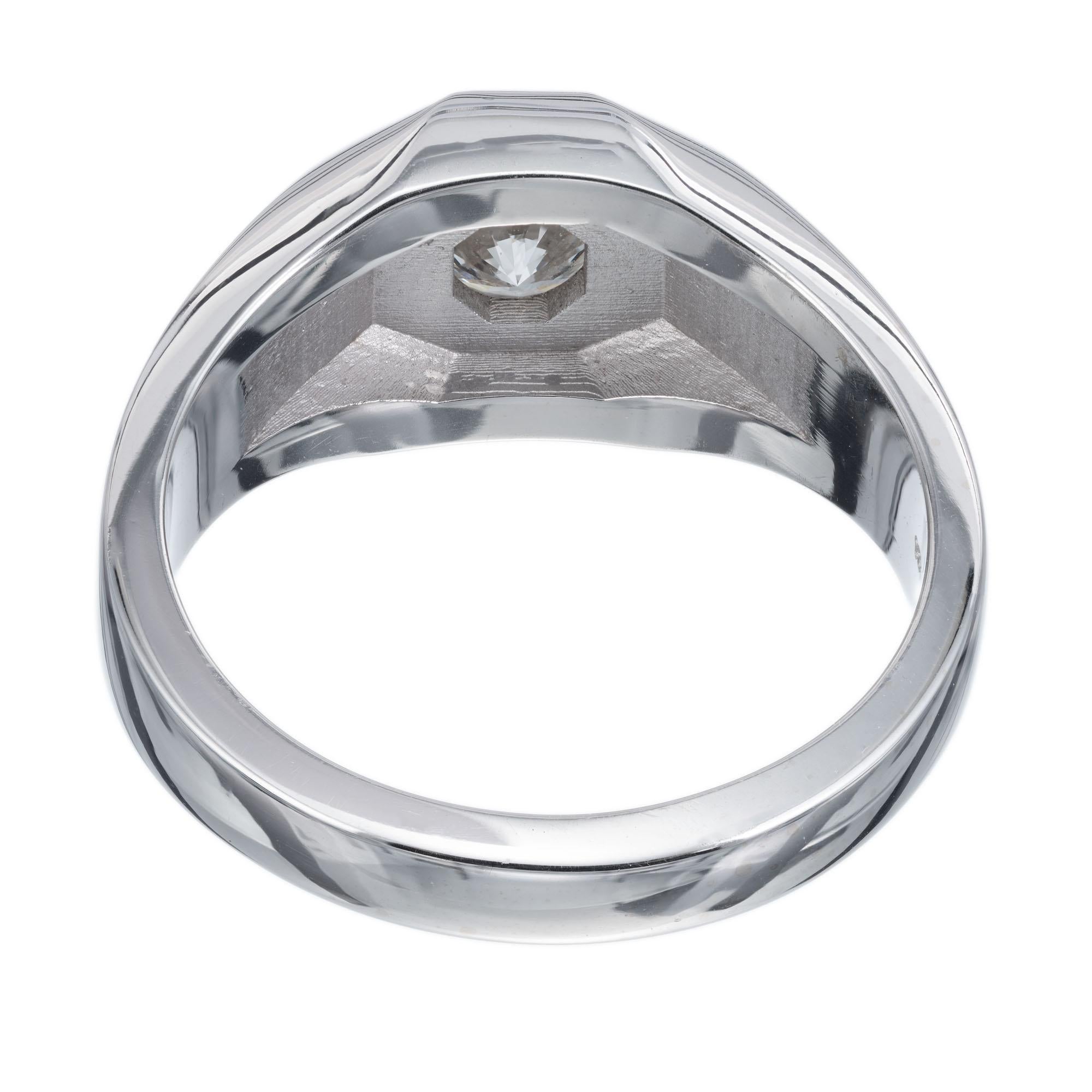 Octagon Cut Peter Suchy GIA Certified .70 Carat Diamond White Gold Unisex Ring For Sale