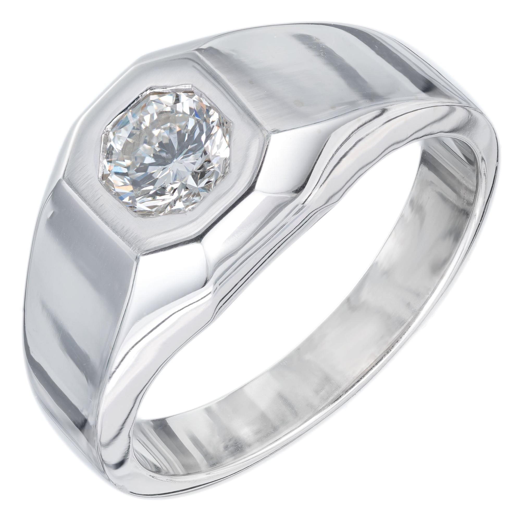 Peter Suchy GIA Certified .70 Carat Diamond White Gold Unisex Ring For Sale