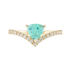 Peter Suchy Bague de fiançailles en diamants et tourmaline Paraiba de 0,76 carat certifiée GIA